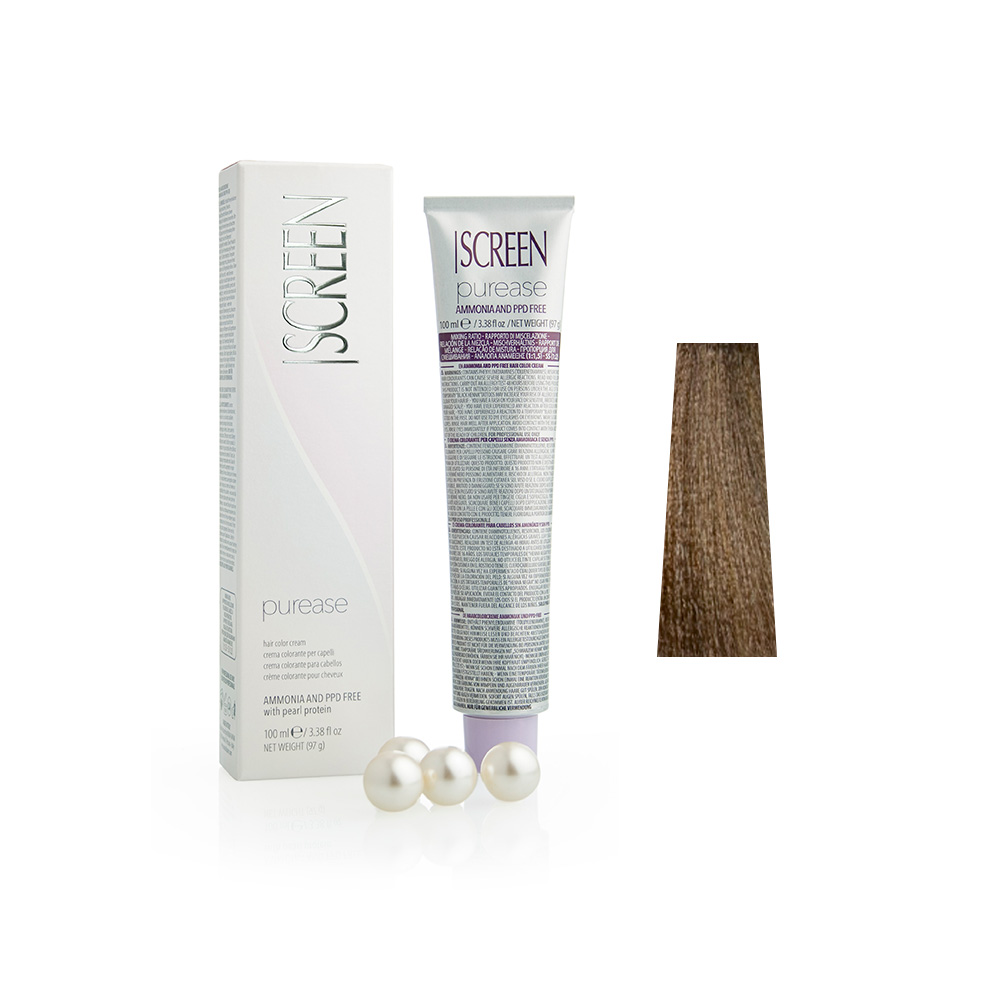 Крем-фарба без аміаку з протеїнами перлів SCREEN Purease 7C (7.1) Ash Blonde, 100 ml - 1